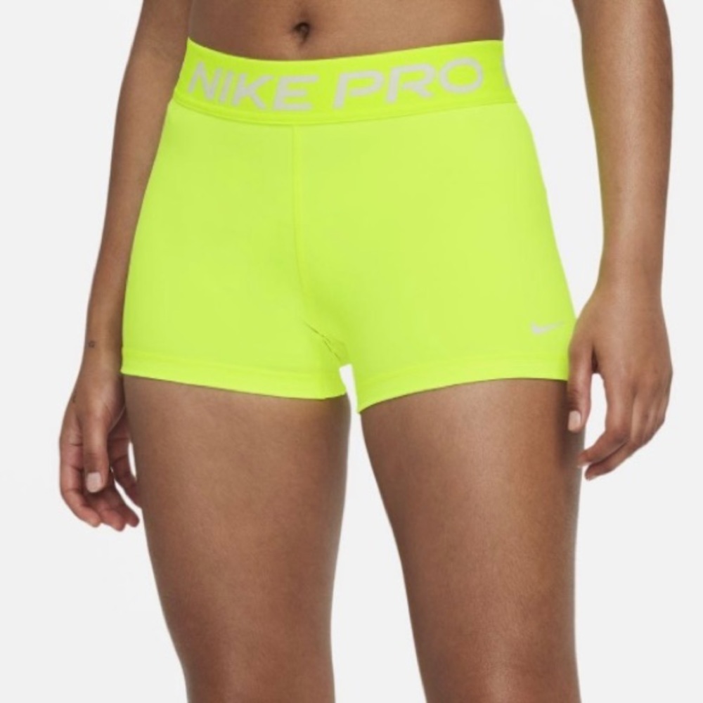 Neon Yellow Womens 3” Nike Pro